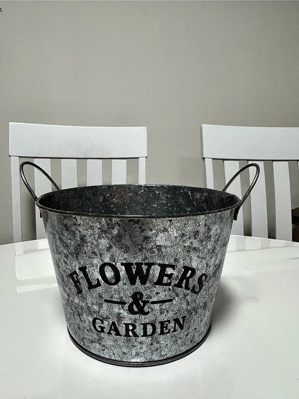 Galvanized Flowers & Garden Planter, Gray & Black